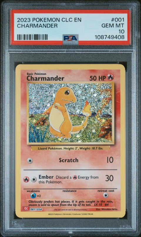 2023 Pokemon Clc-Trading Card Game Classic Charizard & Ho-Oh Ex Deck #001 Charmander PSA 10