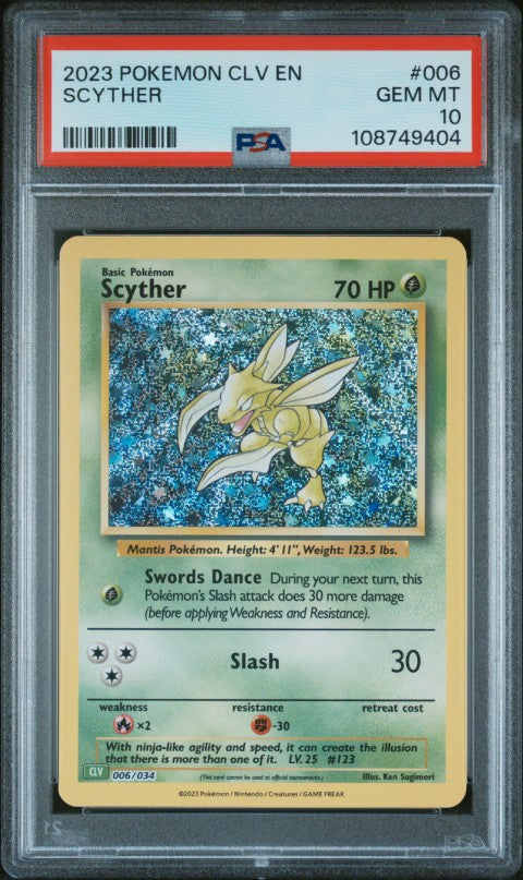 2023 Pokemon Clv-Trading Card Game Classic Venusaur & Lugia Ex Deck #006 Scyther PSA 10