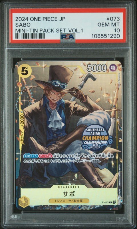 2024 One Piece Japanese Mini-Tin Pack Set Vol.1 #073 Sabo PSA 10