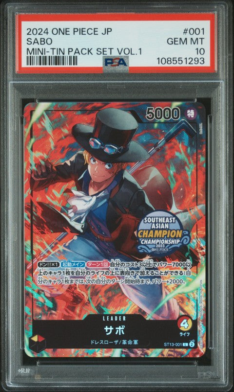2024 One Piece Japanese Mini-Tin Pack Set Vol.1 #001 Sabo PSA 10
