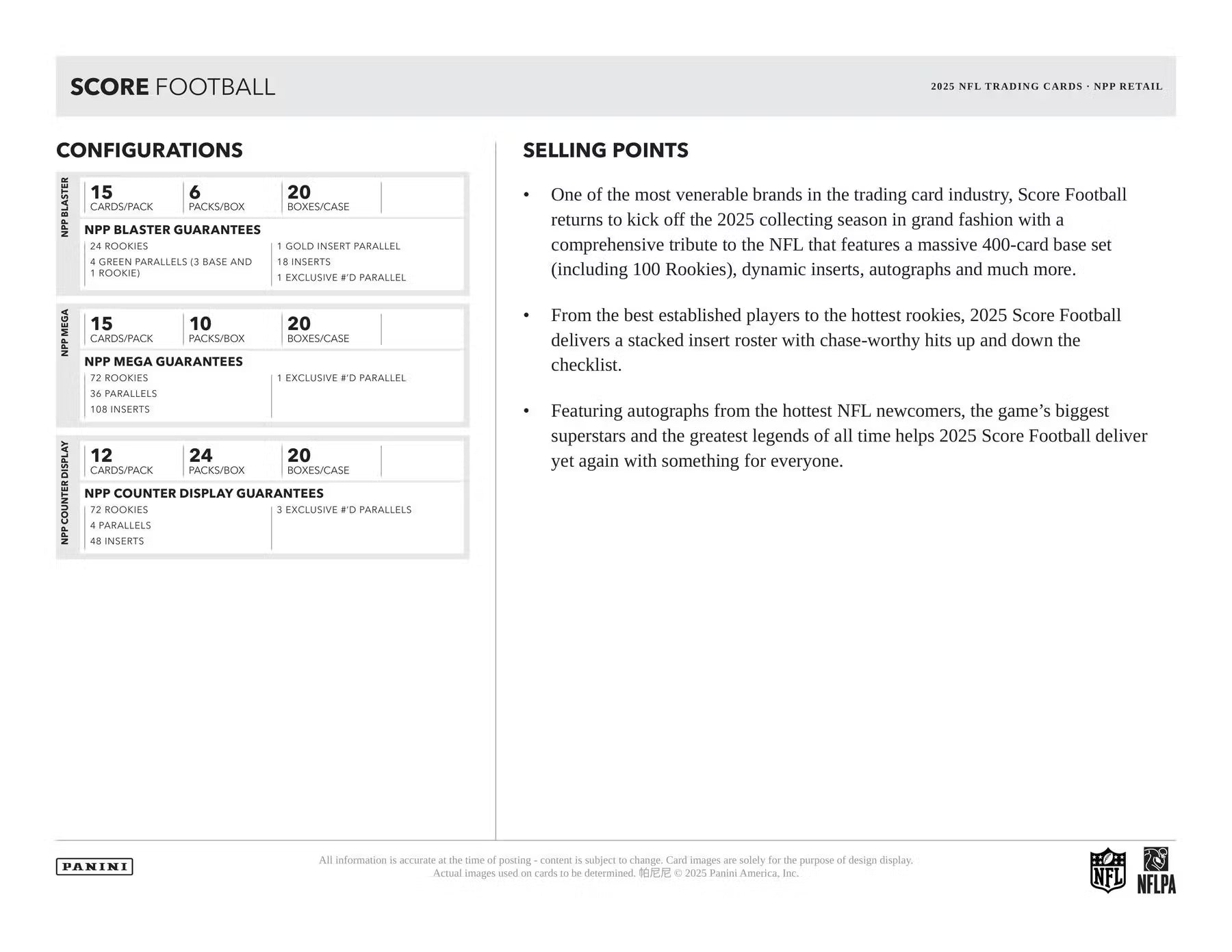 2025 Panini NFL Score Football Retail Box