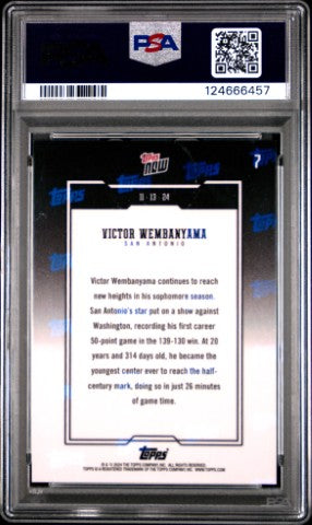 2024 Topps Now #7 Victor Wembanyama PSA 10