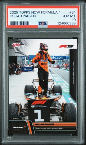 2025 Topps Now Formula 1 #34 Oscar Piastri PSA 10