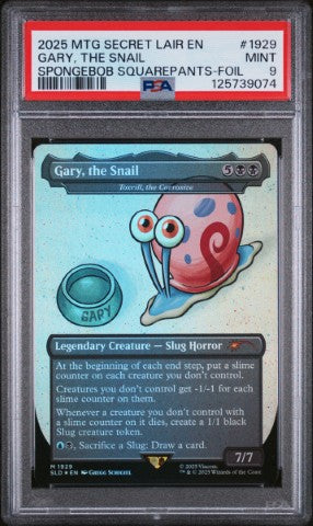 gary the snail mtg card I transformed Gray Merchant of Asphodel into prehistoric Gary from Spongebob Squarepants, including some fun text accents! Hand painted with acrylics, commission, NFS. Check out and follow my talented partners: @captain_magic_altered @