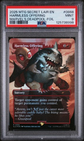 2025 Magic The Gathering Secret Lair Drop #0868 Harmless Offering Marvel'S Deadpool-Foil PSA 9