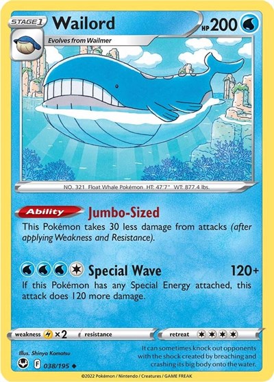 Sword & Shield Silver Tempest - 038/195 Wailord Uncommon