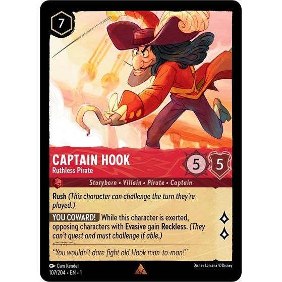 Lorcana - The First Chapter - 107/204 Captain Hook - Ruthless Pirate Rare