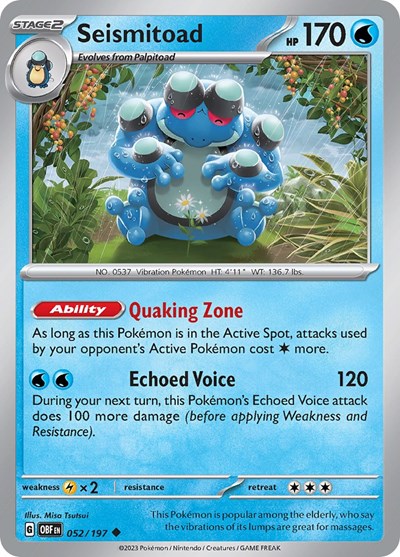 Scarlet & Violet Obsidian Flames - 052/197 Seismitoad Uncommon