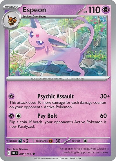 Scarlet & Violet Obsidian Flames - 086/197 Espeon Uncommon