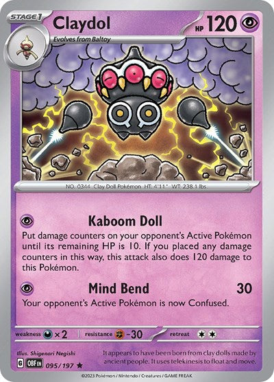 Scarlet & Violet Obsidian Flames - 095/197 Claydol Rare Scarlet & Violet Obsidian Flames - 095/197 Claydol Rare