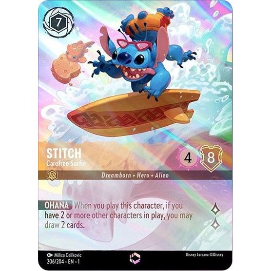Lorcana - The First Chapter - 206/204 Stitch - Carefree Surfer (Enchanted) Enchanted