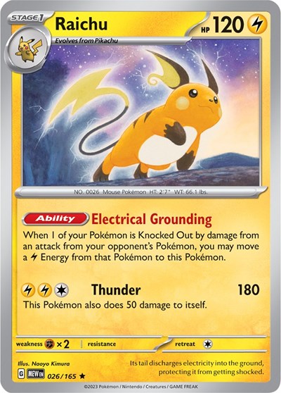 Scarlet & Violet 151 - 026/165 Raichu Rare Scarlet & Violet 151 - 026/165 Raichu Rare