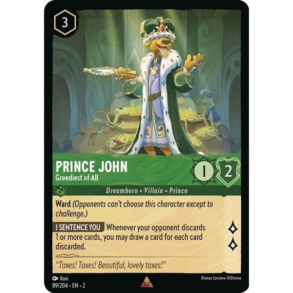 prince john lorcana card Lorcana - Rise of the Floodborn - 089/204 Prince John