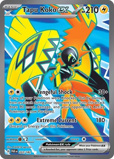 Scarlet & Violet Paradox Rift - 222/182 Tapu Koko ex Ultra Rare