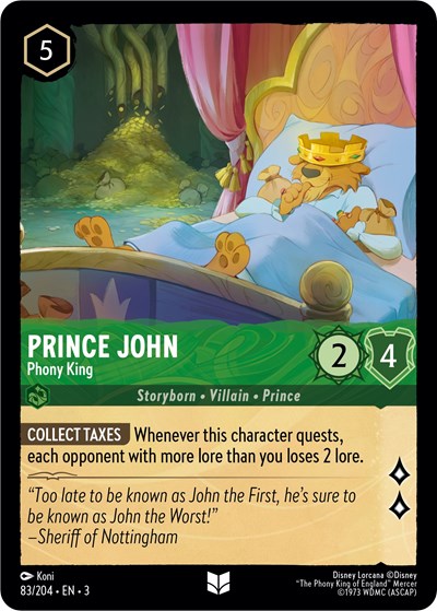 Lorcana - Into The Inklands - 083/204 Prince John - Phony King Uncommon