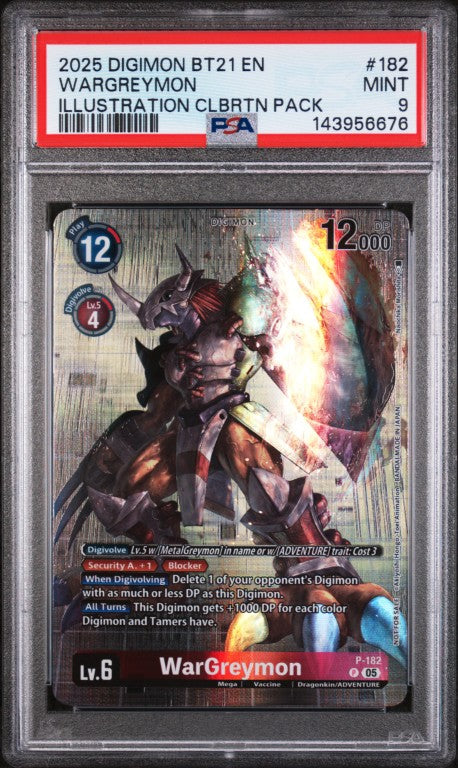 2025 Digimon Bt-21-Illustration Celebration Pack #182 Wargreymon PSA 9