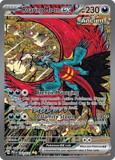 Scarlet & Violet Prismatic Evolutions - 162/131 Roaring Moon ex Special Illustration Rare Scarlet & Violet Prismatic Evolutions - 162/131 Roaring Moon ex Special Illustration Rare