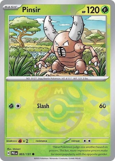 Scarlet & Violet Prismatic Evolutions - 003/131 Pinsir (Master Ball Pattern) Common