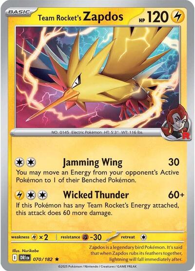 Scarlet & Violet Destined Rivals - 070/182 Team Rocket's Zapdos Rare