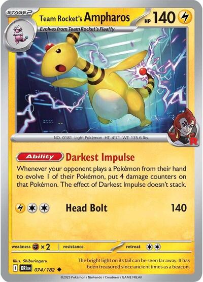 Scarlet & Violet Destined Rivals - 074/182 Team Rocket's Ampharos Uncommon