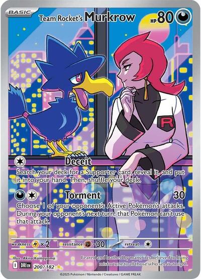 Scarlet & Violet Destined Rivals - 200/182 Team Rocket's Murkrow Illustration Rare
