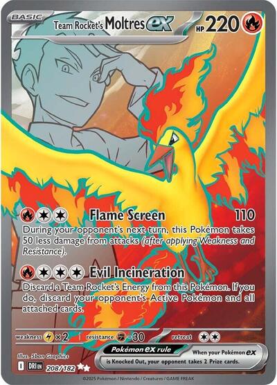 Scarlet & Violet Destined Rivals - 208/182 Team Rocket's Moltres ex Ultra Rare