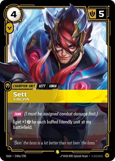 リフトバウンド　riftbound セト　sett オルタネートアート Riftbound - Origins - 240a/298 Sett - Kingpin (Alternate Art) Showcase