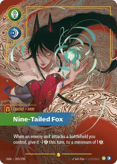 Riftbound - Origins - 303/298 Ahri - Nine-Tailed Fox (Overnumbered) Showcase