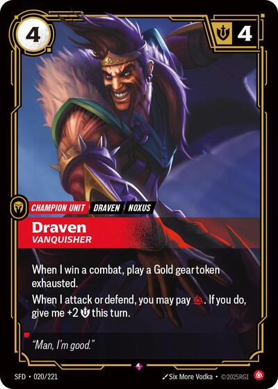 Riftbound Spiritforged - 020/221 Draven - Vanquisher Rare