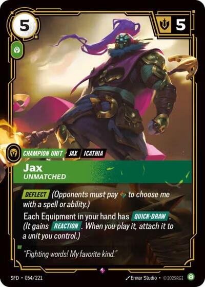 Riftbound Spiritforged - 054/221 Jax - Unmatched Rare