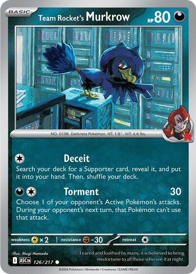 ME: Ascended Heroes - 126/217 Team Rocket's Murkrow Common