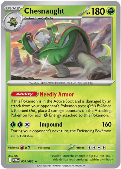 Mega Evolution Chaos Rising - 007/086 Chesnaught Rare