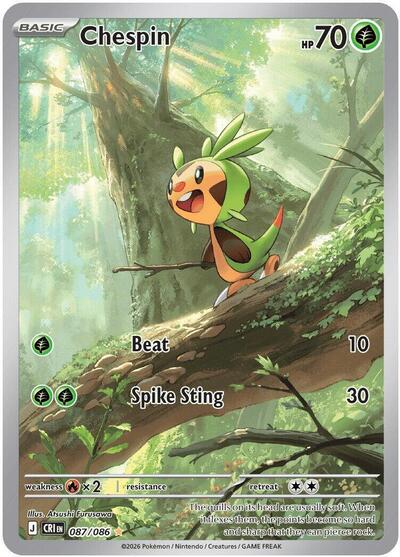 Mega Evolution Chaos Rising - 087/086 Chespin Illustration Rare