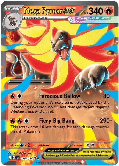 Mega Evolution Chaos Rising - 015/086 Mega Pyroar ex Double Rare