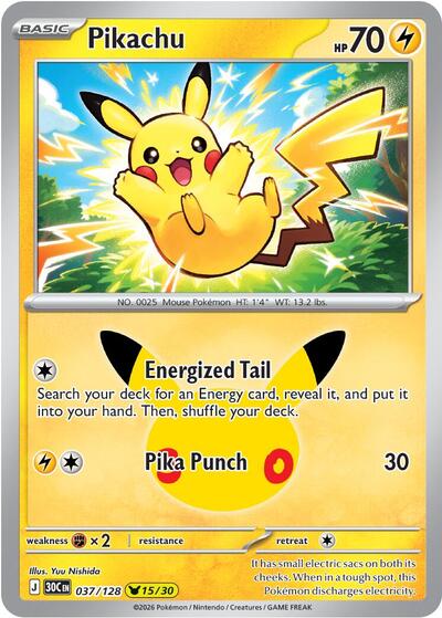 30th Celebration - 037/128 Pikachu Pikachu Rare