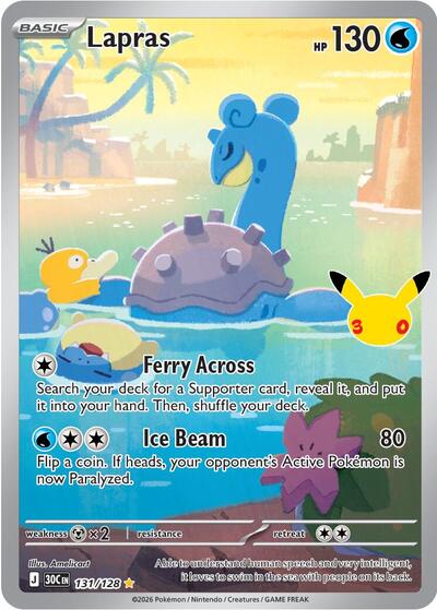 30th Celebration - 131/128 Lapras Illustration Rare