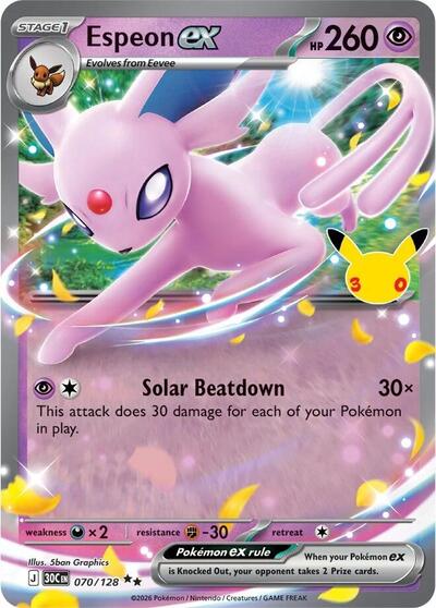 30th Celebration - 070/128 Espeon ex Double Rare