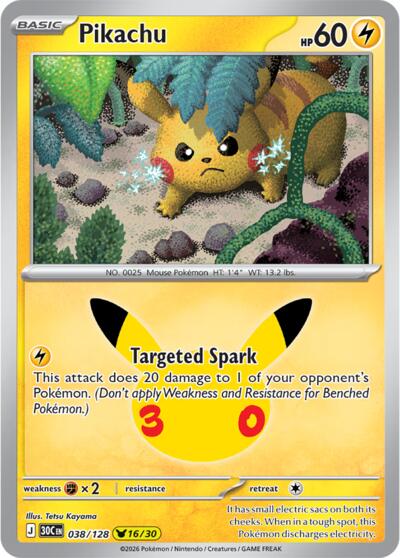 30th Celebration - 038/128 Pikachu Pikachu Rare
