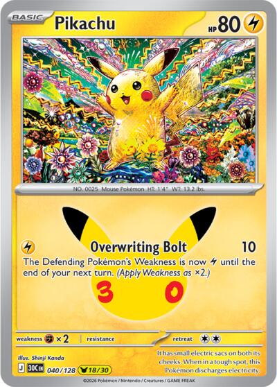 30th Celebration - 040/128 Pikachu Pikachu Rare