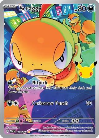 30th Celebration - 140/128 Scraggy Illustration Rare
