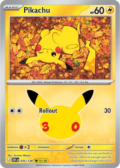 30th Celebration - 035/128 Pikachu Pikachu Rare