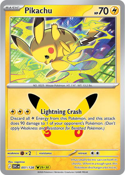 30th Celebration - 051/128 Pikachu Pikachu Rare