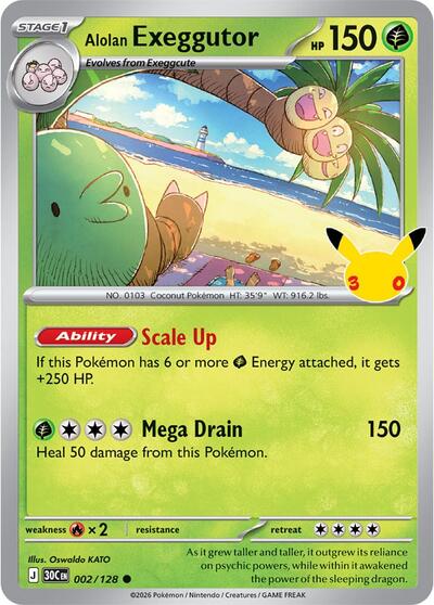 30th Celebration - 002/128 Alolan Exeggutor Common