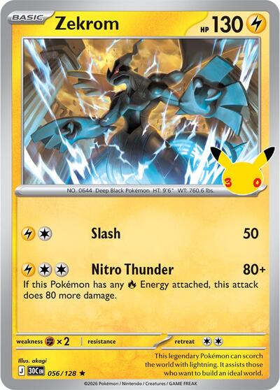 30th Celebration - 056/128 Zekrom Rare