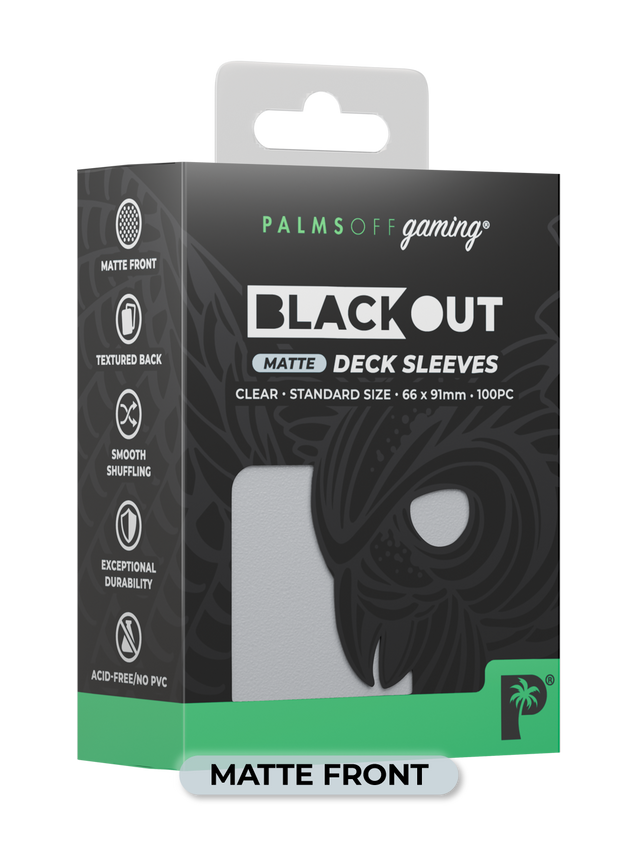 Palms Off Gaming - Blackout Deck Sleeves - Standard Size (100pc) - Clear - Matte
