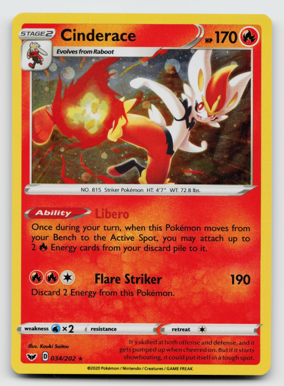 cinderace pokemon card holographic Sword & Shield