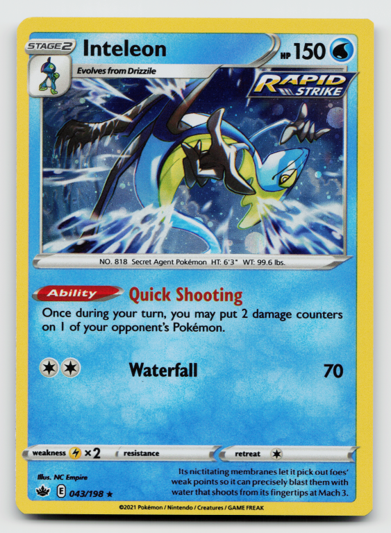 Sword & Shield Chilling Reign - 043/198 Inteleon Holo Rare (Holofoil Promo)