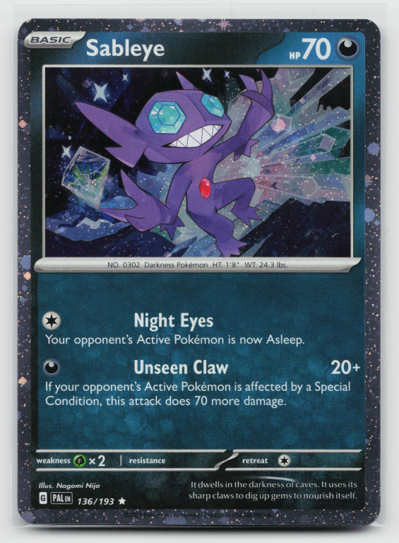 Scarlet & Violet Paldea Evolved - 136/193 Sableye Rare (Cosmos Holofoil Promo)