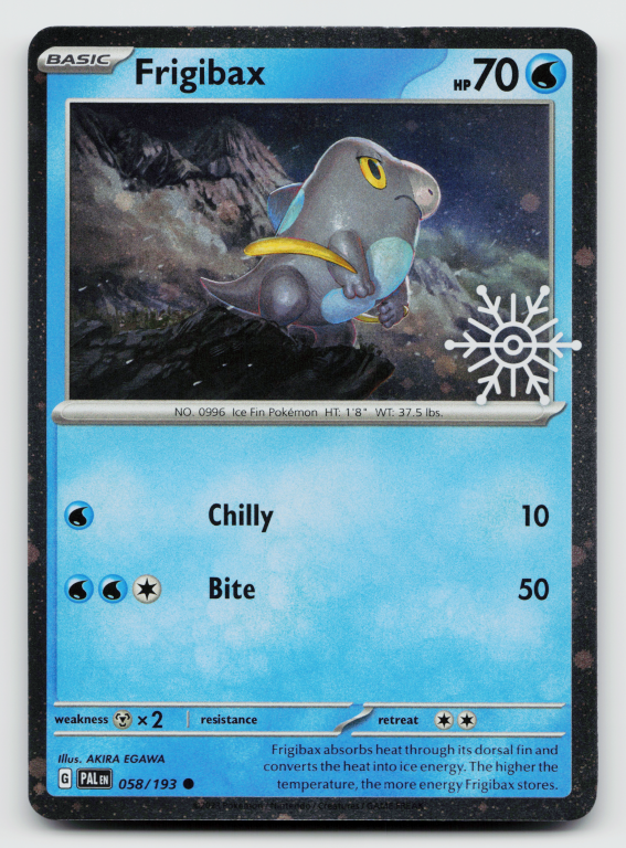 Scarlet & Violet Paldea Evolved - 058/193 Frigibax Common Sealed (Snowflake Stamp Cosmos Holofoil Promo)
