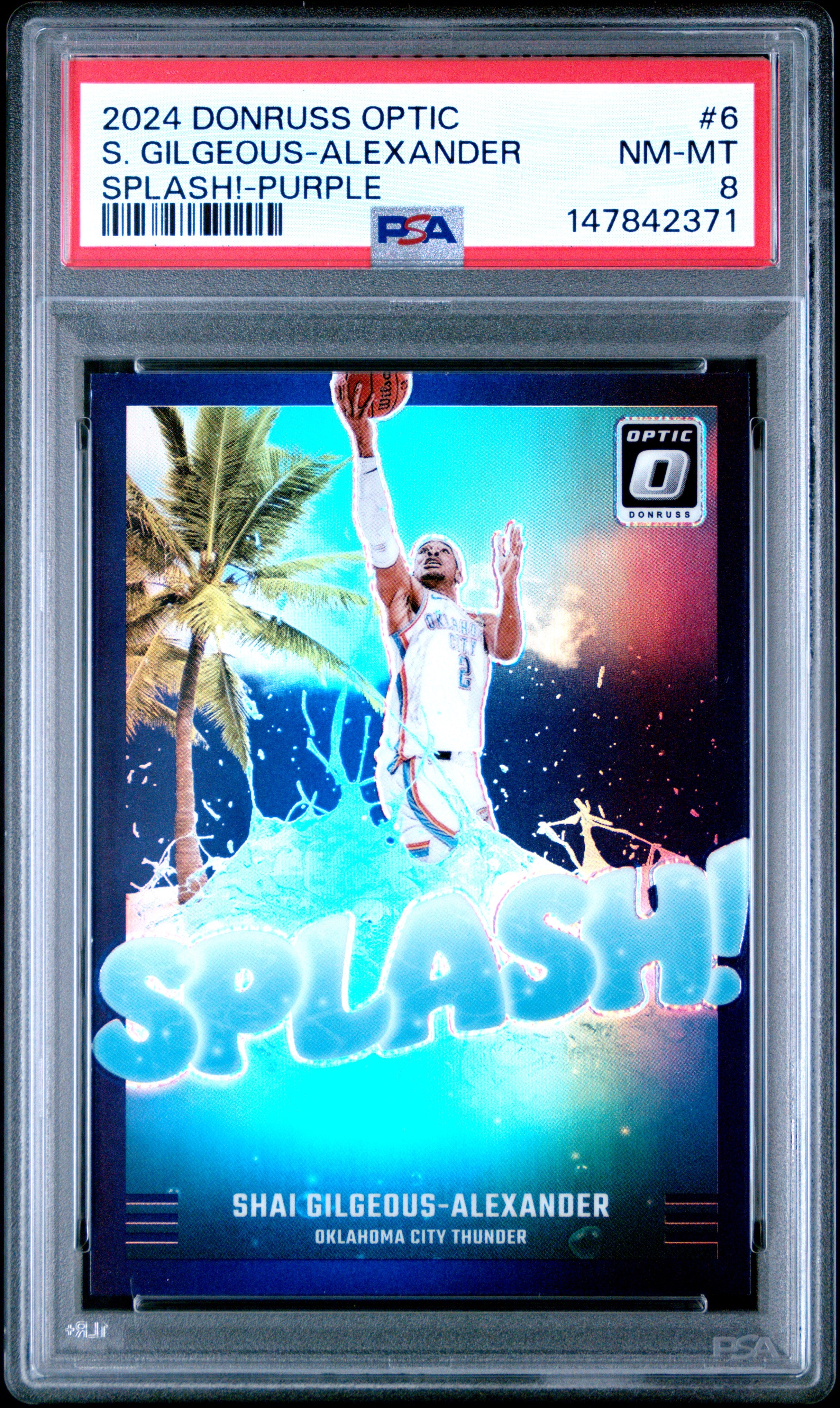 2024 PANINI DONRUSS OPTIC SPLASH! #6 S. GILGEOUS-ALEXANDER SPLASH!-PURPLE PSA 8